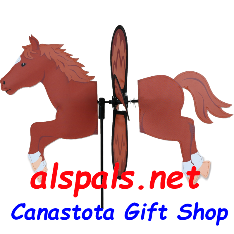 # 25073: Chestnut  Horse Petite & Whirly Wing Spinner   upc# 630104250737 19" by 13.5" ​ ​