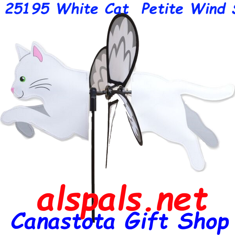 # 25195 : White Cat Petite & Whirly Wing Spinner   upc# 630104251956 19" by 12.75"