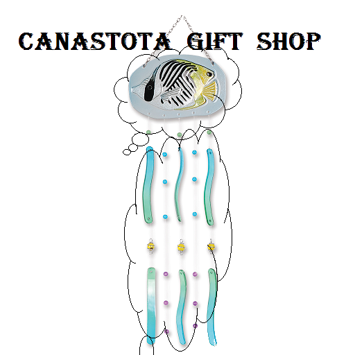 # 81112 : Threadfin Butterfly  Tropical Fish Glass Chimes  upc #  63010481112
