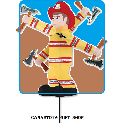 21819  28" Fireman: Whirligig Size: 11.5 in. X 28 in.        diameter: 27.5 in. upc #630104218195