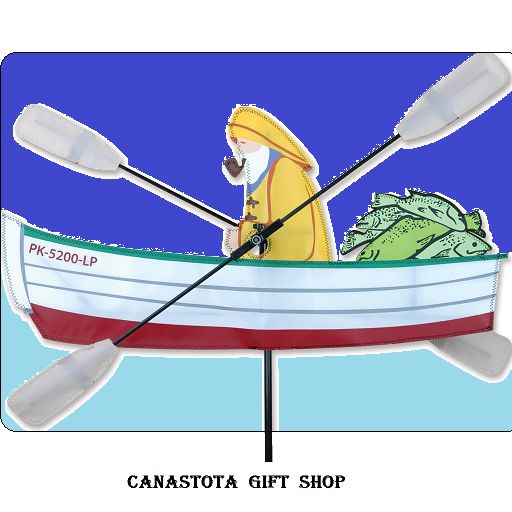 21821  24" Fisherman: Whirligig Size: 24 in. X in. X 11.5 in. diameter: 27 in. upc #630104218218