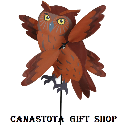 21833 Owl (Brown) : Whirligig  Size: 15.75 in.X 24 in.        diameter: 28.5 in. upc #630104218331