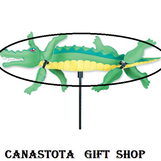 21884 21" Alligator : Whirligig  Size: 21 in. X 3.5 in.        diameters: 9.25 in & 10" upc #630104218843